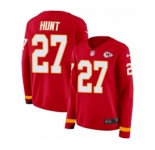 Women's Nike Kansas City Chiefs #27 Kareem Hunt Limited Red Therma Long Sleeve NFL Jersey