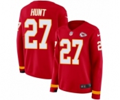 Women's Nike Kansas City Chiefs #27 Kareem Hunt Limited Red Therma Long Sleeve NFL Jersey