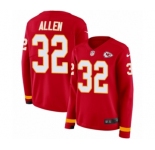 Women's Nike Kansas City Chiefs #32 Marcus Allen Limited Red Therma Long Sleeve NFL Jersey