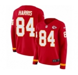 Women's Nike Kansas City Chiefs #84 Demetrius Harris Limited Red Therma Long Sleeve NFL Jersey