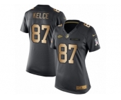 Women's Nike Kansas City Chiefs #87 Travis Kelce Limited Black Gold Salute to Service NFL Jersey