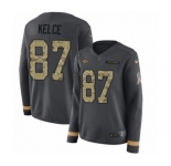 Women's Nike Kansas City Chiefs #87 Travis Kelce Limited Black Salute to Service Therma Long Sleeve NFL Jersey