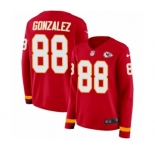 Women's Nike Kansas City Chiefs #88 Tony Gonzalez Limited Red Therma Long Sleeve NFL Jersey