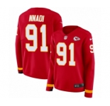 Women's Nike Kansas City Chiefs #91 Derrick Nnadi Limited Red Therma Long Sleeve NFL Jersey