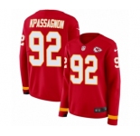 Women's Nike Kansas City Chiefs #92 Tanoh Kpassagnon Limited Red Therma Long Sleeve NFL Jersey