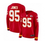 Women's Nike Kansas City Chiefs #95 Chris Jones Limited Red Therma Long Sleeve NFL Jersey