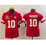 Youth Kansas City Chiefs #10 Isiah Pacheco Red 2025 Super Bowl LIX Patch Vapor Untouchable Limited Stitched Football Jersey