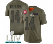 Youth Kansas City Chiefs #14 Sammy Watkins Limited Olive 2019 Salute to Service Super Bowl LIV Bound Football Jersey