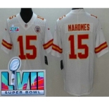 Youth Kansas City Chiefs #15 Patrick Mahomes Limited White Super Bowl LVII Vapor Jersey