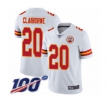Youth Kansas City Chiefs #20 Morris Claiborne White Vapor Untouchable Limited Player 100th Season Football Jersey