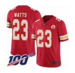 Youth Kansas City Chiefs #23 Armani Watts Red Team Color Vapor Untouchable Limited Player 100th Season Football Jersey