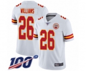 Youth Kansas City Chiefs #26 Damien Williams White Vapor Untouchable Limited Player 100th Season Football Jersey