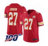 Youth Kansas City Chiefs #27 Larry Johnson Red Team Color Vapor Untouchable Limited Player 100th Season Football Jersey