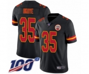 Youth Kansas City Chiefs #35 Christian Okoye Limited Black Rush Vapor Untouchable 100th Season Football Jersey