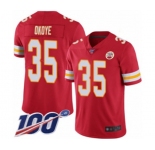 Youth Kansas City Chiefs #35 Christian Okoye Red Team Color Vapor Untouchable Limited Player 100th Season Football Jersey