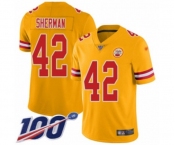 Youth Kansas City Chiefs #42 Anthony Sherman Limited Gold Inverted Legend 100th Season Football Jersey