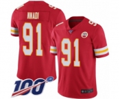 Youth Kansas City Chiefs #91 Derrick Nnadi Red Team Color Vapor Untouchable Limited Player 100th Season Football Jersey