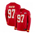 Youth Kansas City Chiefs #97 Alex Okafor Limited Red Therma Long Sleeve Football Jersey
