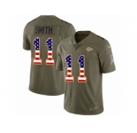 Youth Nike Kansas City Chiefs #11 Alex Smith Limited Olive USA Flag 2017 Salute to Service NFL Jersey