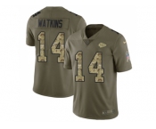 Youth Nike Kansas City Chiefs #14 Sammy Watkins Olive Camo Stitched NFL Limited 2017 Salute to Service Jersey
