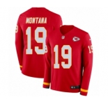 Youth Nike Kansas City Chiefs #19 Joe Montana Limited Red Therma Long Sleeve NFL Jersey