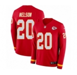 Youth Nike Kansas City Chiefs #20 Steven Nelson Limited Red Therma Long Sleeve NFL Jersey