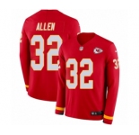 Youth Nike Kansas City Chiefs #32 Marcus Allen Limited Red Therma Long Sleeve NFL Jersey