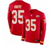 Youth Nike Kansas City Chiefs #35 Christian Okoye Limited Red Therma Long Sleeve NFL Jersey