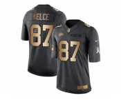 Youth Nike Kansas City Chiefs #87 Travis Kelce Limited Black Gold Salute to Service NFL Jersey