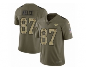 Youth Nike Kansas City Chiefs #87 Travis Kelce Limited Olive Camo 2017 Salute to Service NFL Jersey