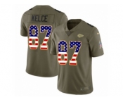 Youth Nike Kansas City Chiefs #87 Travis Kelce Limited Olive USA Flag 2017 Salute to Service NFL Jersey