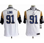 nike nfl jerseys st. louis rams #91 long white[game]