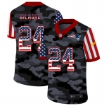 Men New Nike New England Patriots #24 Gilmore 2020 Nike USA Camo Salute to Service Limited Jersey