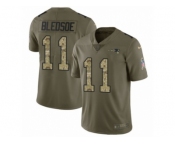Men Nike New England Patriots #11 Drew Bledsoe Limited Olive Camo 2017 Salute to Service NFL Jersey