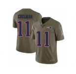 Men Nike New England Patriots #11 Julian Edelman Limited Olive 2017 Salute to Service NFL Jersey