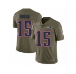 Men Nike New England Patriots #15 Chris Hogan Limited Olive 2017 Salute to Service NFL Jersey