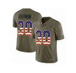 Men Nike New England Patriots #30 Duron Harmon Limited Olive USA Flag 2017 Salute to Service NFL Jersey