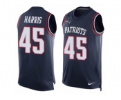 Men Nike New England Patriots #45 David Harris Limited Navy Blue Player Name & Number Tank Top NFL Jersey