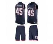 Men Nike New England Patriots #45 David Harris Limited Navy Blue Tank Top Suit NFL Jersey