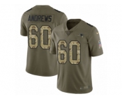Men Nike New England Patriots #60 David Andrews Limited Olive Camo 2017 Salute to Service NFL Jersey