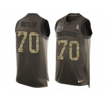 Men Nike New England Patriots #70 Adam Butler Limited Green Salute to Service Tank Top NFL Jersey