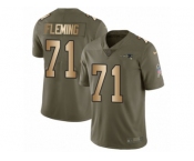 Men Nike New England Patriots #71 Cameron Fleming Limited Olive Gold 2017 Salute to Service NFL Jersey