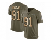 Men Nike New England Patriots #91 Deatrich Wise Jr Limited Olive Gold 2017 Salute to Service NFL Jersey