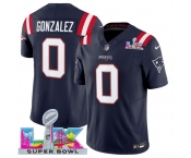 Men's New England Patriots #0 Christian Gonzalez Navy 2025 F.U.S.E. Super Bowl LX Patch Vapor Limited Football Stitched Jersey