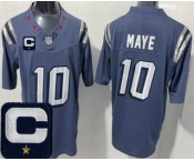 Men's New England Patriots #10 Drake Maye Limited Gray Rivalries Captain Patch FUSE Vapor Jersey