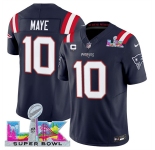 Men's New England Patriots #10 Drake Maye Navy 2025 F.U.S.E. Super Bowl LX Patch And 1-Star C Patch Vapor Limited Football Stitched Jersey