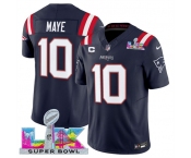 Men's New England Patriots #10 Drake Maye Navy 2025 F.U.S.E. Super Bowl LX Patch And 1-Star C Patch Vapor Limited Football Stitched Jersey