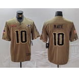 Men's New England Patriots #10 Drake Maye Olive 2022 Salute To Service Limited Stitched Jersey