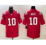 Men's New England Patriots #10 Drake Maye Red 2024 Draft Vapor Limited Football Stitched Jersey