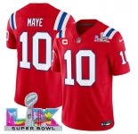 Men's New England Patriots #10 Drake Maye Red 2025 F.U.S.E. Super Bowl LX Patch And 1-Star C Patch Vapor Limited Football Stitched Jersey